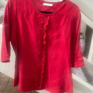 Bryan Walker red linen 3/4 sleeve tunic S